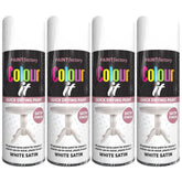 4X Paint Factory White Satin Spray Paint 400ml Spray Paint